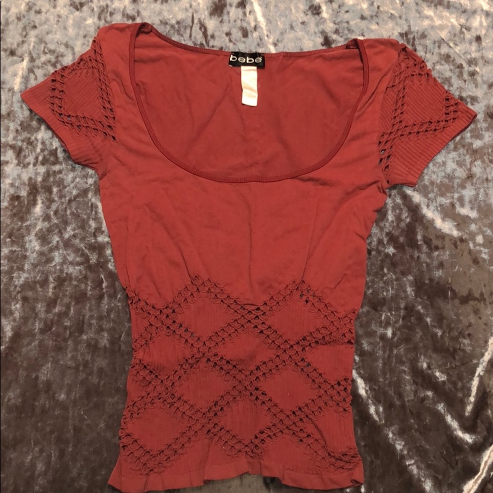 Bebe red earth boat neck top